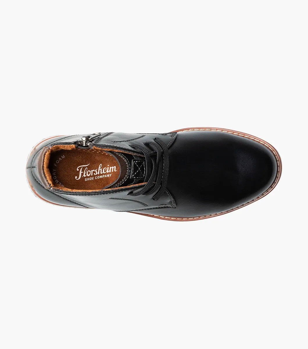 Florsheim Vibe Jr. Boys Elastic Lace Plain Toe Chukka Boot