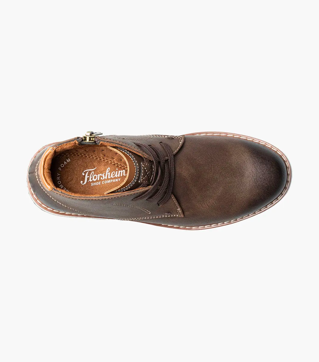 Florsheim Vibe Jr. Boys Elastic Lace Plain Toe Chukka Boot